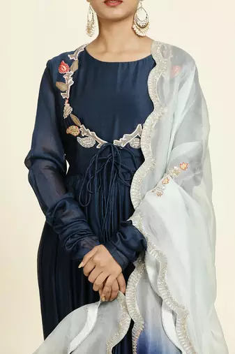 Navy Blue Anarkali Set