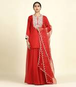 Red Sharara Set