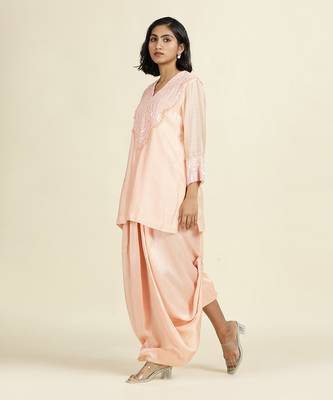 Powder Pink Short Kurti Set 2