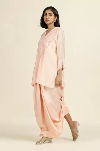 Powder Pink Short Kurti Set