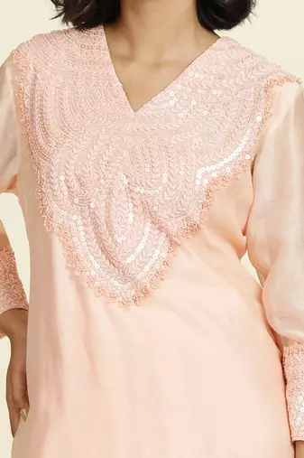 Powder Pink Short Kurti Set