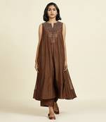 Brown Flared Kurti Set