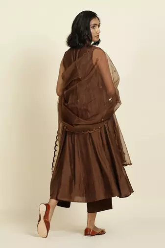 Brown Flared Kurti Set