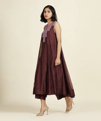 Purple Flared Kurti Set 3