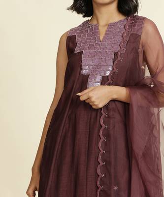 Purple Flared Kurti Set 7