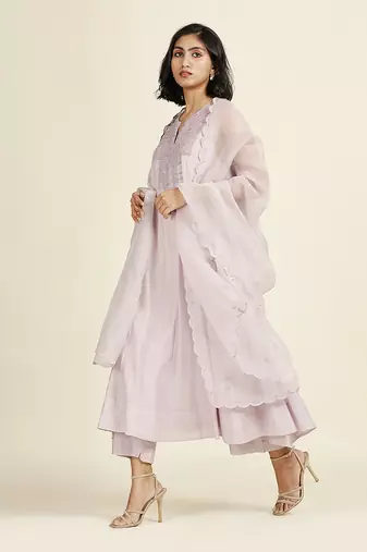 Lilac Flared Kurti Set