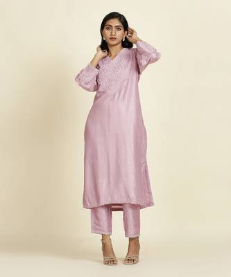 Lilac Straight Kurti Set 2