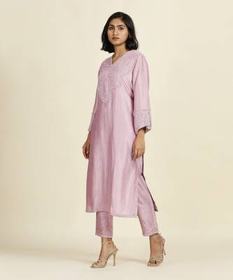 Lilac Straight Kurti Set 3