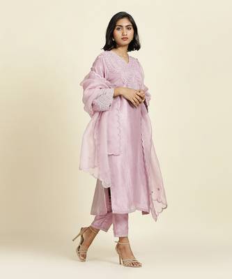 Lilac Straight Kurti Set 4