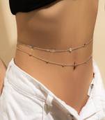 AQUASTREET Silver Toned Dual Strand Waist chain for women