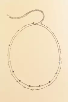 AQUASTREET Silver Toned Dual Strand Waist chain for women