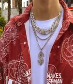 AQUASTREET Men Silver Toned Silver Plated Layered Necklace