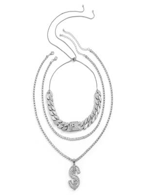 AQUASTREET Men Silver Toned Silver Plated Layered Necklace 2