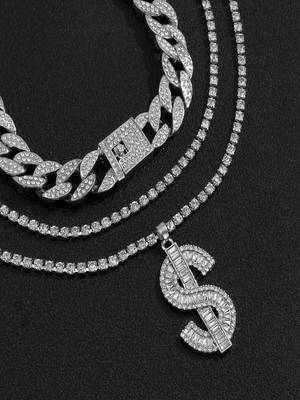 AQUASTREET Men Silver Toned Silver Plated Layered Necklace 3