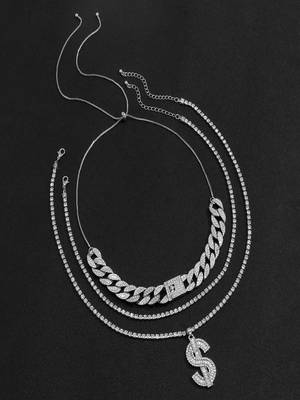 AQUASTREET Men Silver Toned Silver Plated Layered Necklace 4