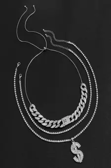 AQUASTREET Men Silver Toned Silver Plated Layered Necklace
