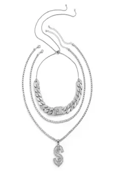 AQUASTREET Men Silver Toned Silver Plated Layered Necklace