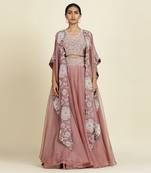 Onion Pink Lehenga Set With Cape