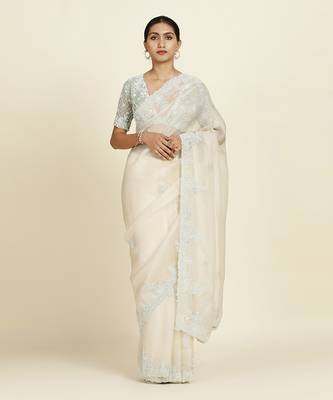 Off-White Saree Set 1