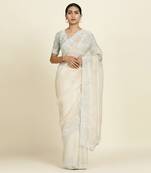 Off-White Saree Set