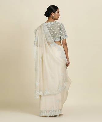 Off-White Saree Set 3