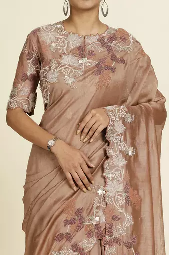 Brown  Saree Set