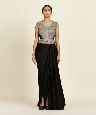Black And Off-White Skirt Set 2