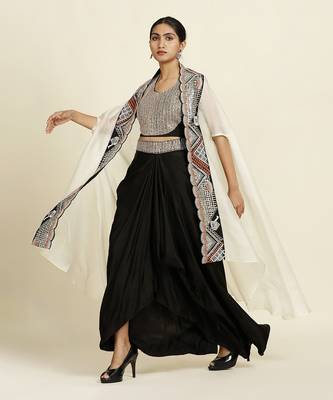 Black And Off-White Skirt Set 3