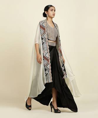 Black And Off-White Skirt Set 4