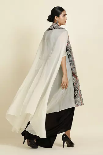 Black And Off-White Skirt Set