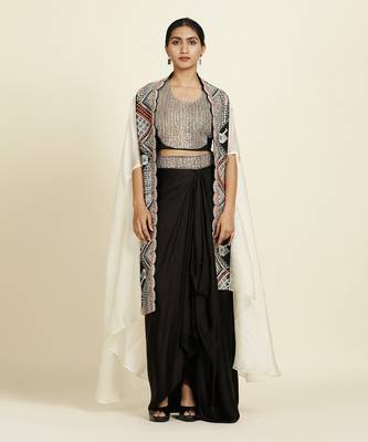Black And Off-White Skirt Set 1