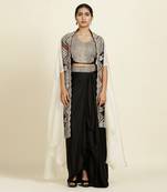 Black And Off-White Skirt Set