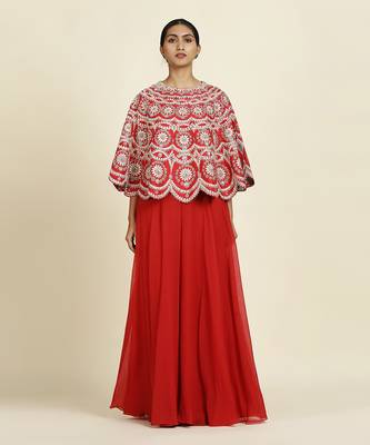 Red Capelet With Sharara 1