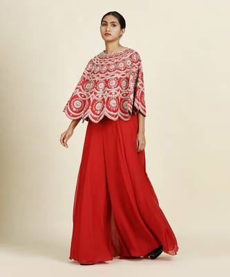 Red Capelet With Sharara 2