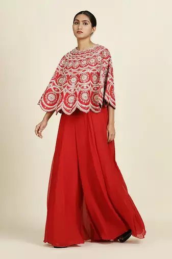 Red Capelet With Sharara