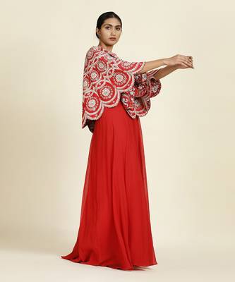 Red Capelet With Sharara 3