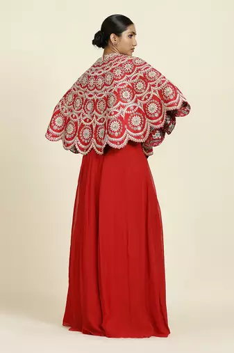Red Capelet With Sharara