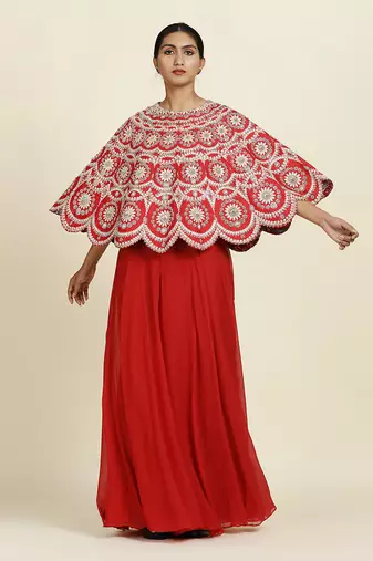 Red Capelet With Sharara
