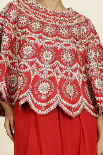 Red Capelet With Sharara