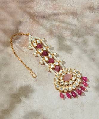Pink & White Ethereal Maang Tikka 2
