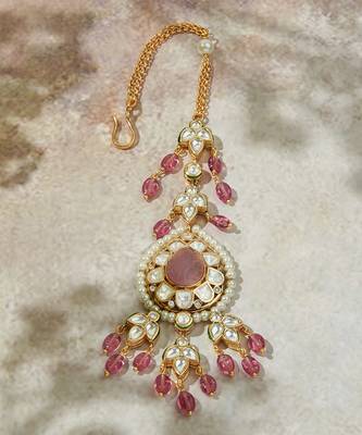 Radiant Pink & White Maang Tikka 2