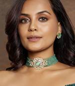 Green & Golden Polki Necklace Set