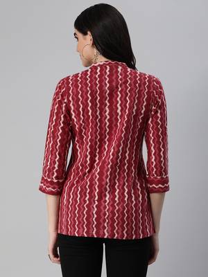 Maroon printed cotton cotton-tops 2