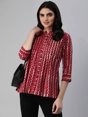 Maroon printed cotton cotton-tops 5