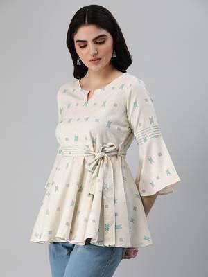 White printed cotton cotton-tops 1