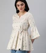 White printed cotton cotton-tops