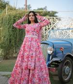 Multicolor floral print faux georgette salwar