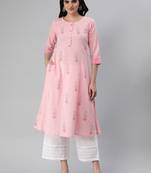 Pink printed cotton cotton-kurtis