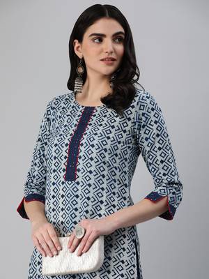 Blue embroidered cotton cotton-kurtis 5