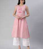 Pink printed cotton cotton-kurtis